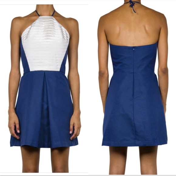 Wai Ming Halter Blue Dress Sz 2 - Picture 2 of 13